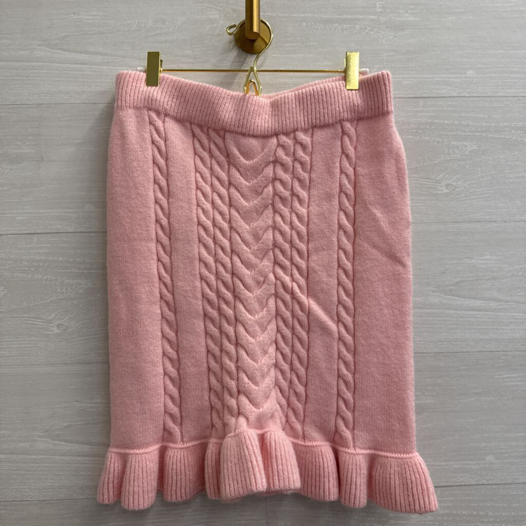 Pink Lily Pink Cable Knit Sweater Skirt/ Cardigan Sweater Set Large