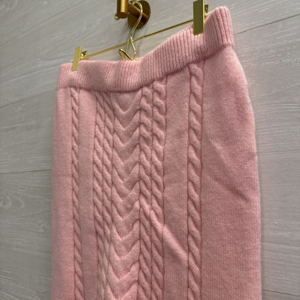 Pink Lily Pink Cable Knit Sweater Skirt/ Cardigan Sweater Set Large