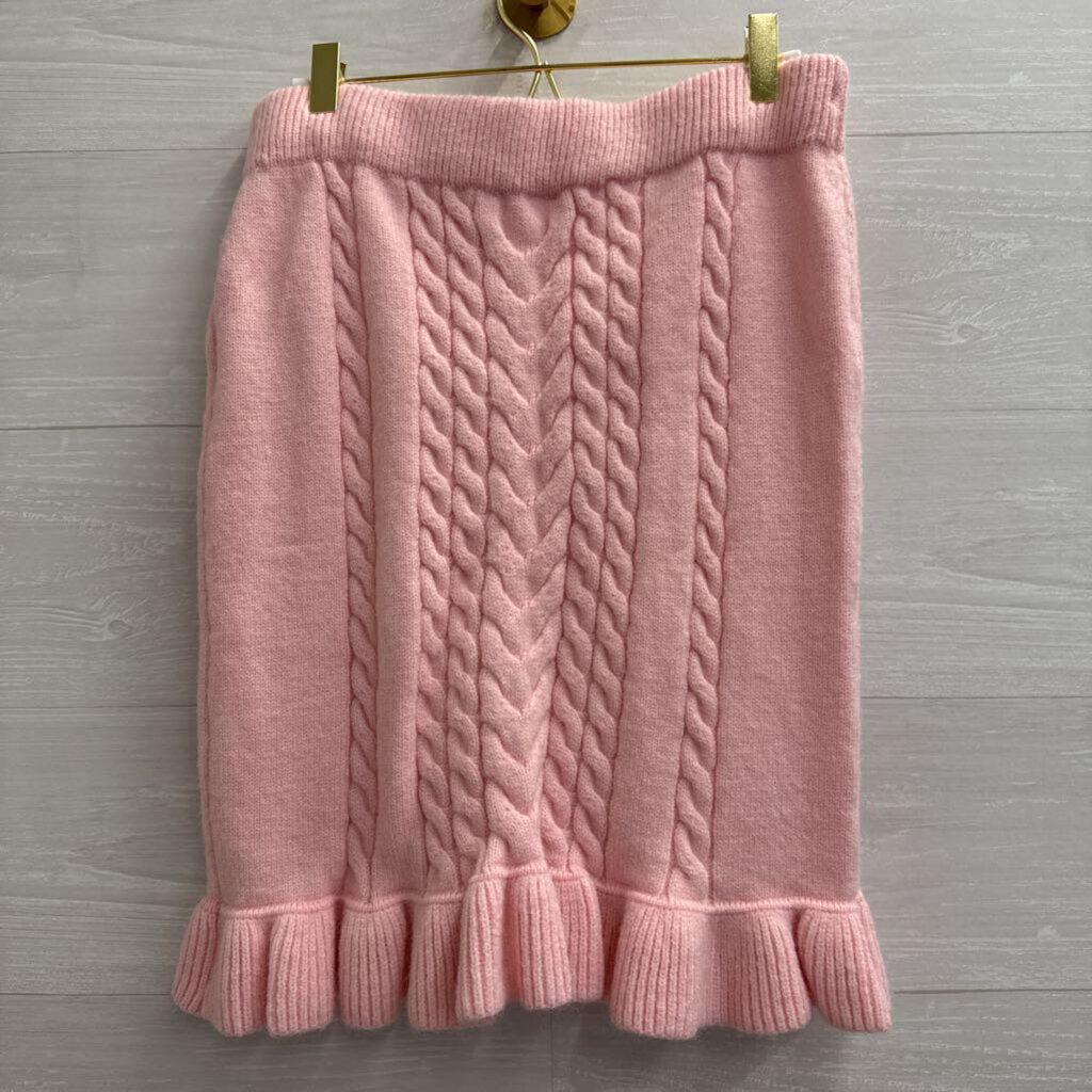 Pink Lily Pink Cable Knit Sweater Skirt/ Cardigan Sweater Set Large