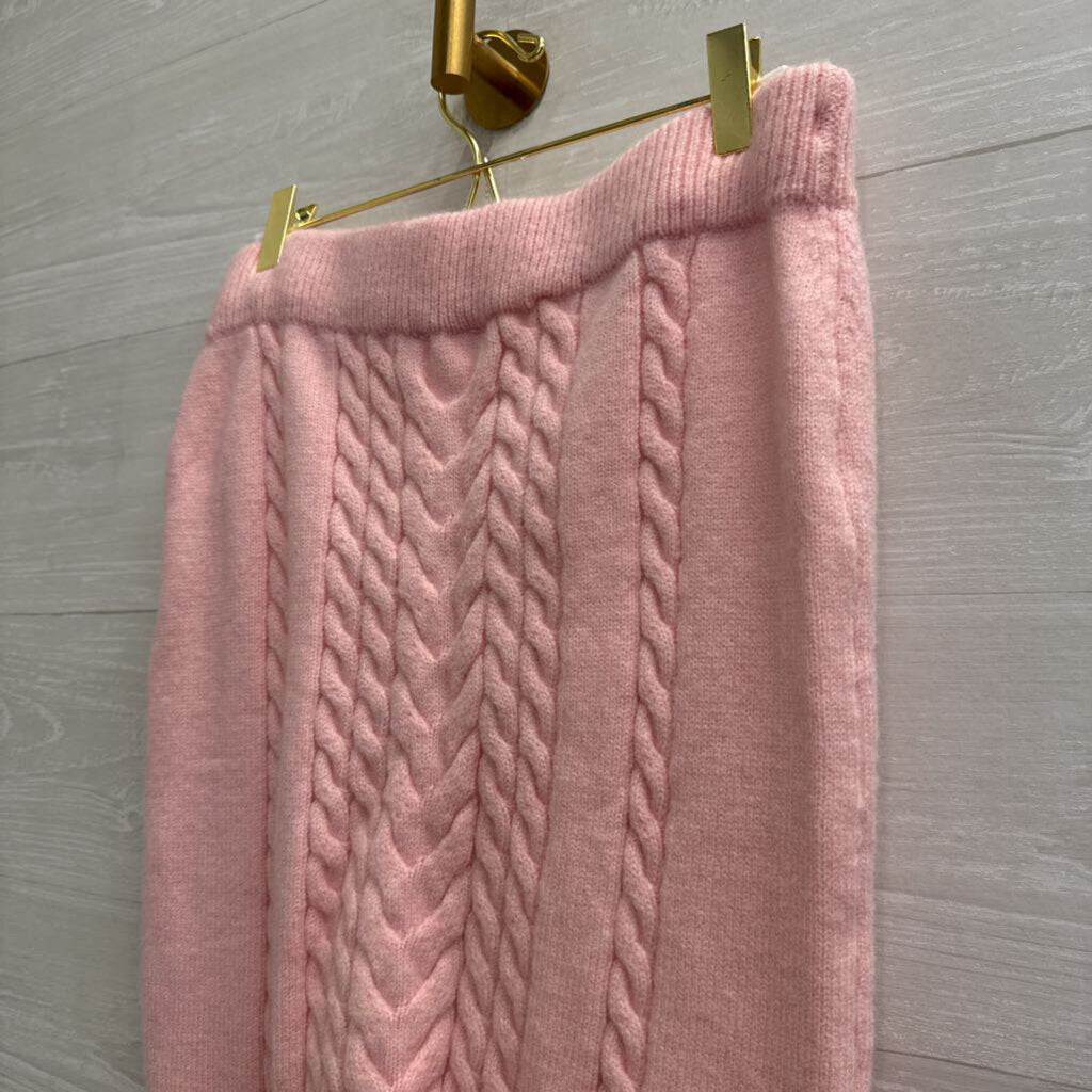 Pink Lily Pink Cable Knit Sweater Skirt/ Cardigan Sweater Set Large