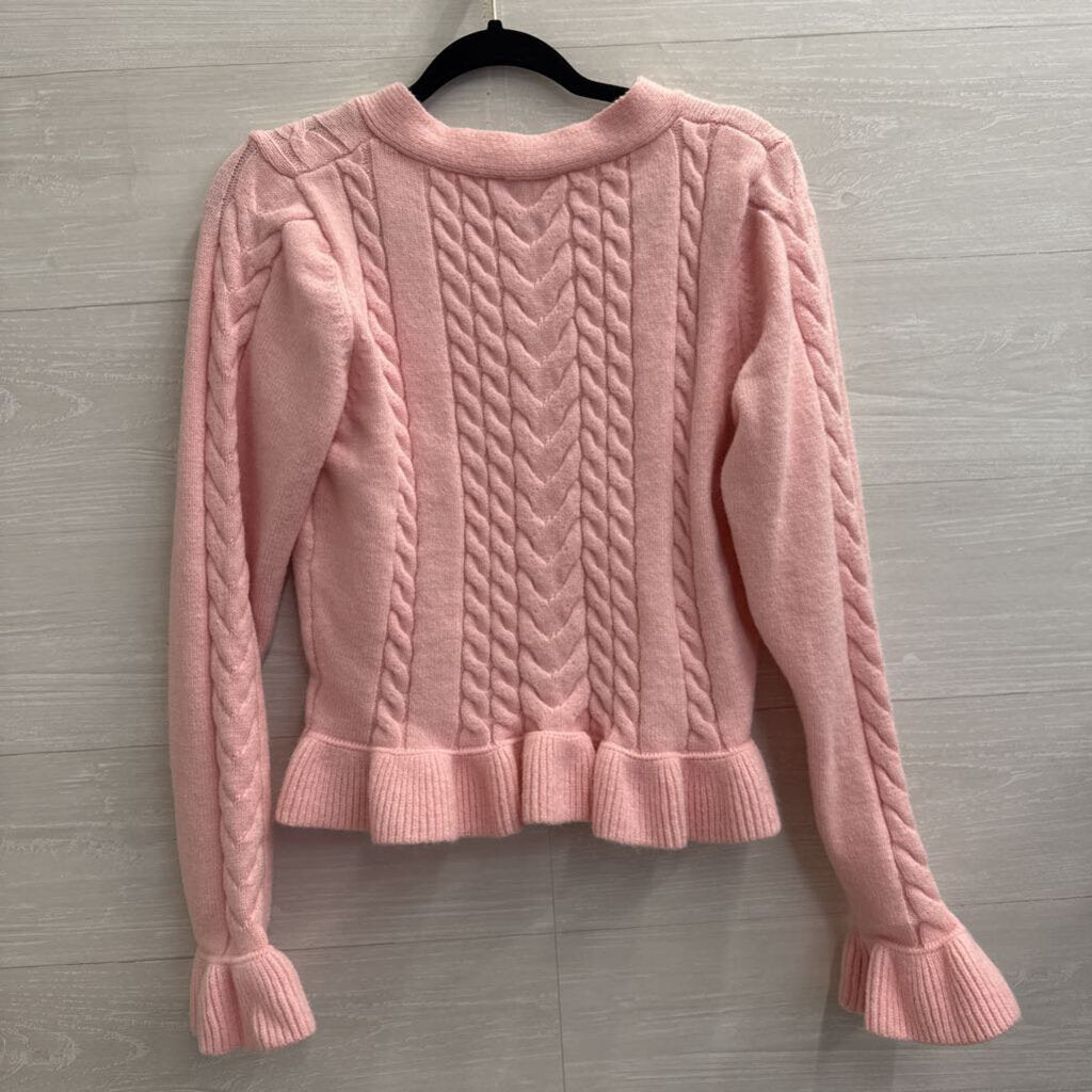 Pink Lily Pink Cable Knit Sweater Skirt/ Cardigan Sweater Set Large