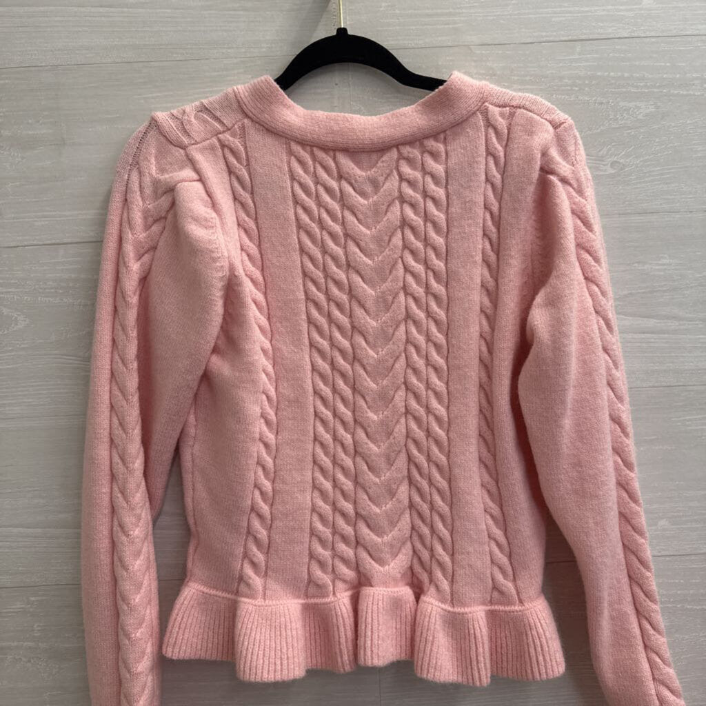 Pink Lily Pink Cable Knit Sweater Skirt/ Cardigan Sweater Set Large