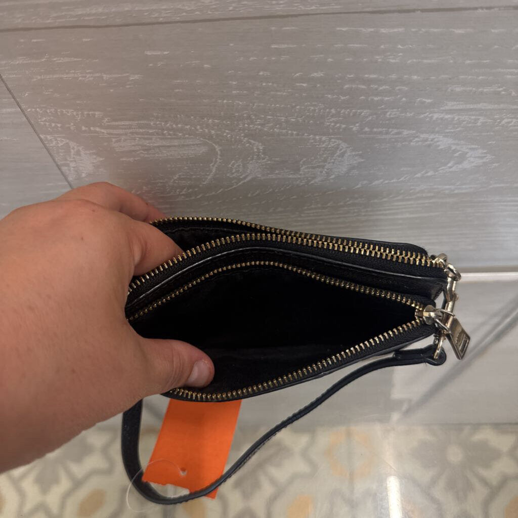 Coach Brown Leather Signature Double Zip Wristlet Wallet