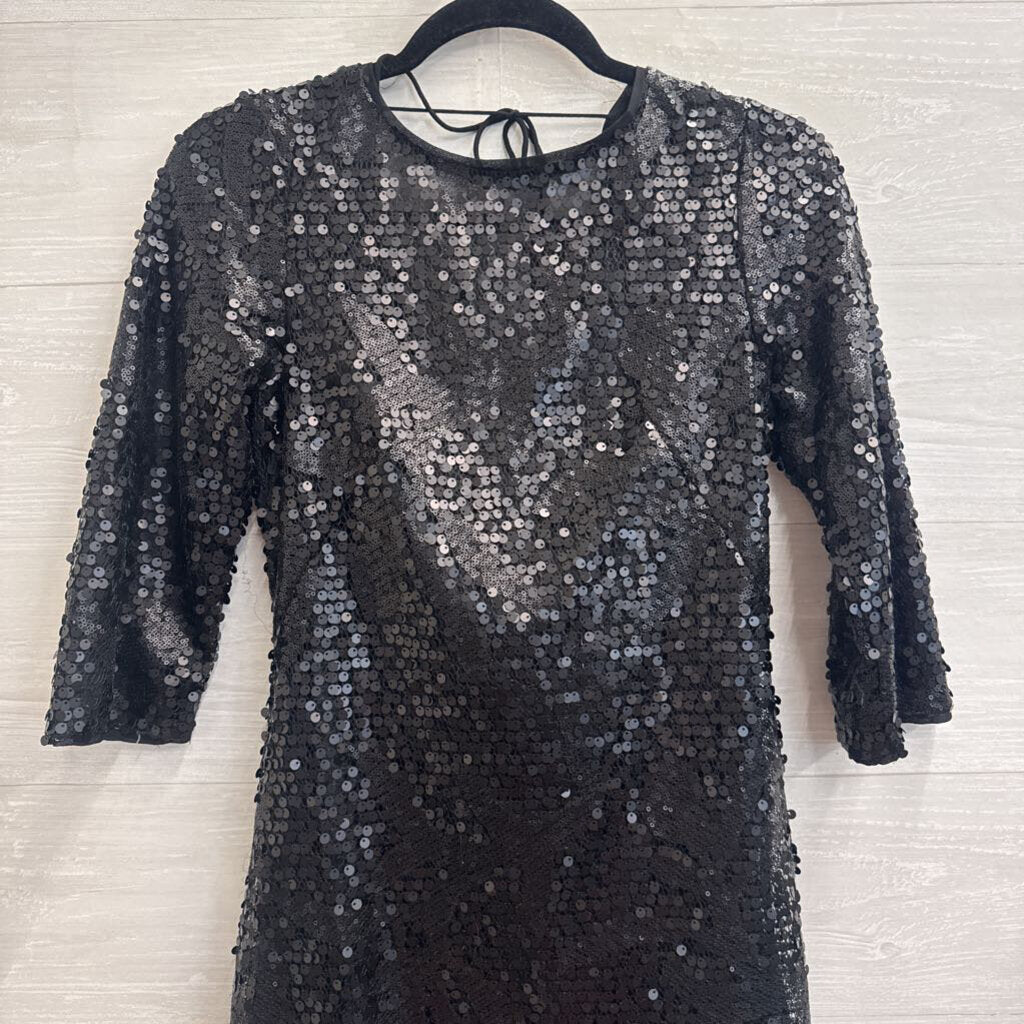 Black Sequin Long Sleeve Mini Dress 4