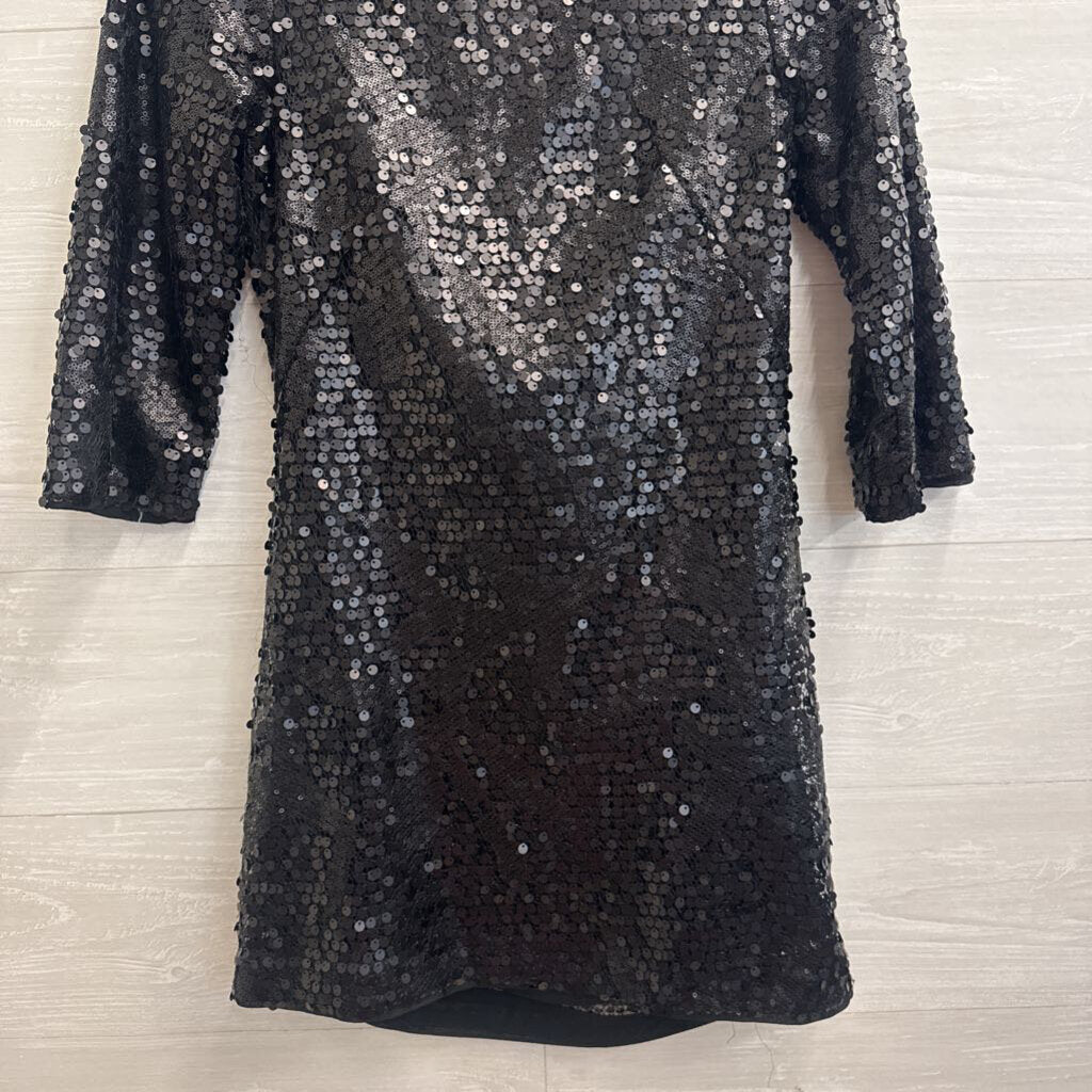 Black Sequin Long Sleeve Mini Dress 4