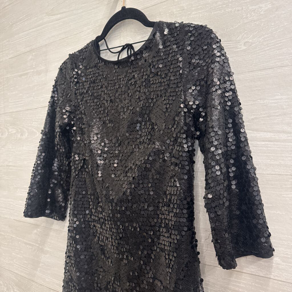 Black Sequin Long Sleeve Mini Dress 4