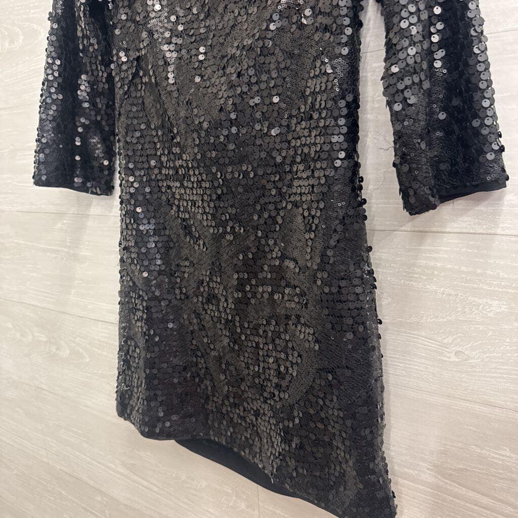 Black Sequin Long Sleeve Mini Dress 4