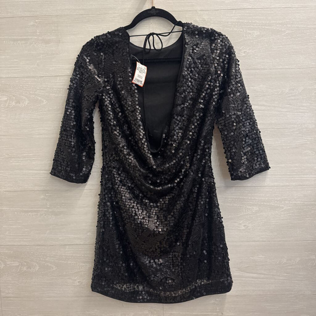 Black Sequin Long Sleeve Mini Dress 4
