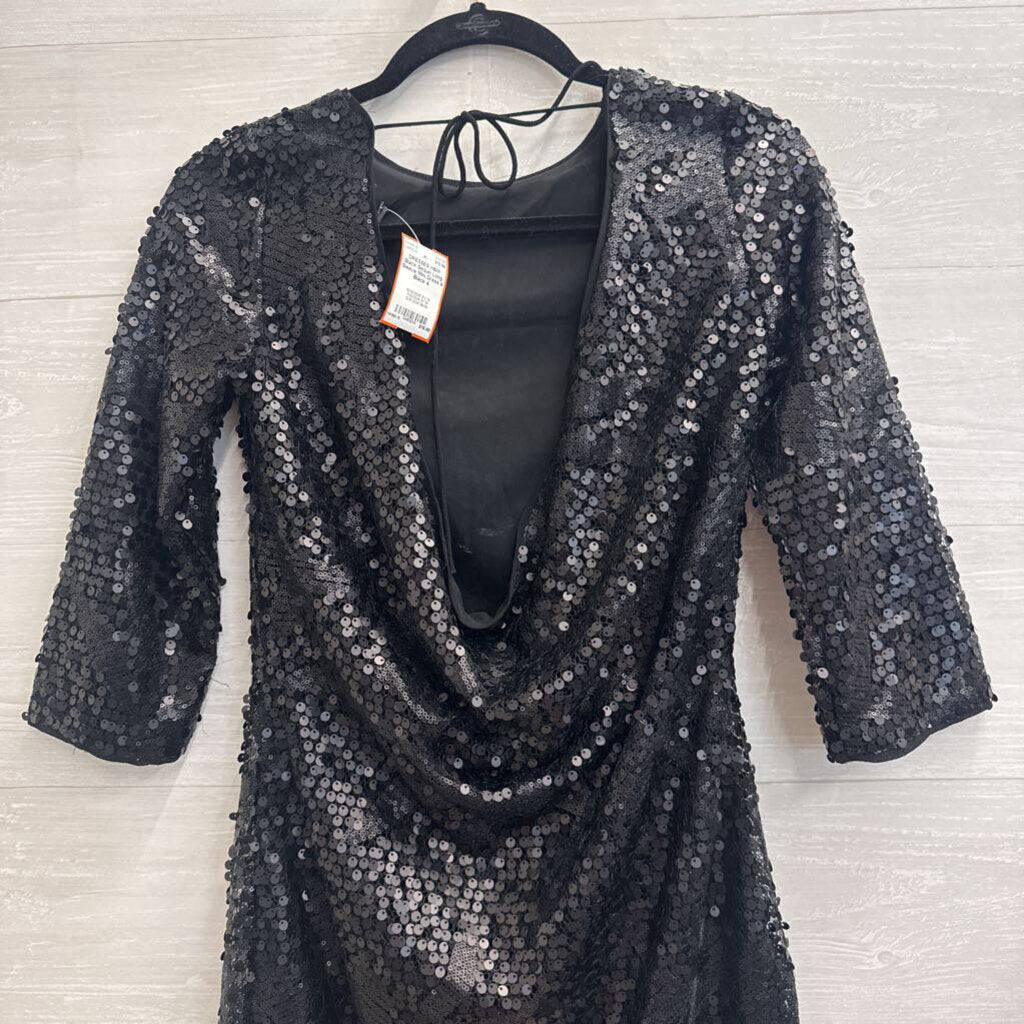 Black Sequin Long Sleeve Mini Dress 4