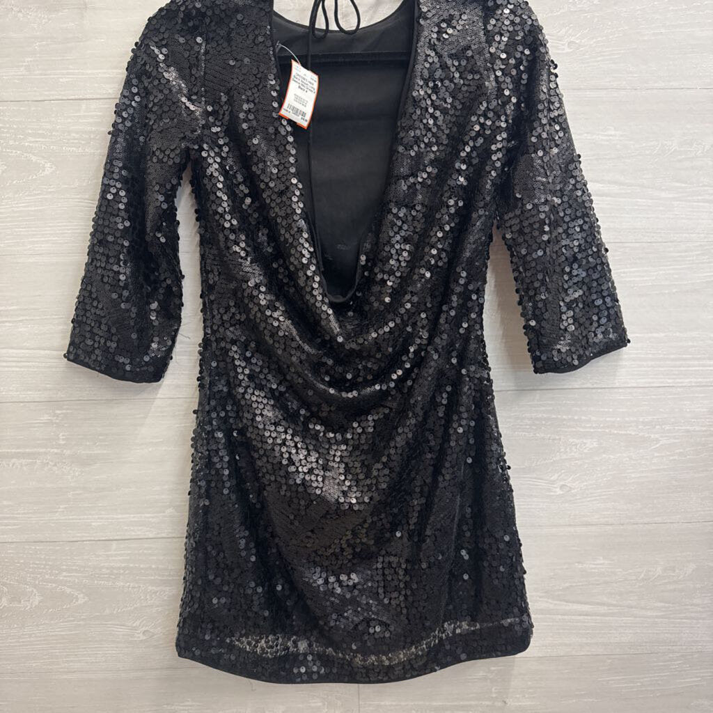 Black Sequin Long Sleeve Mini Dress 4