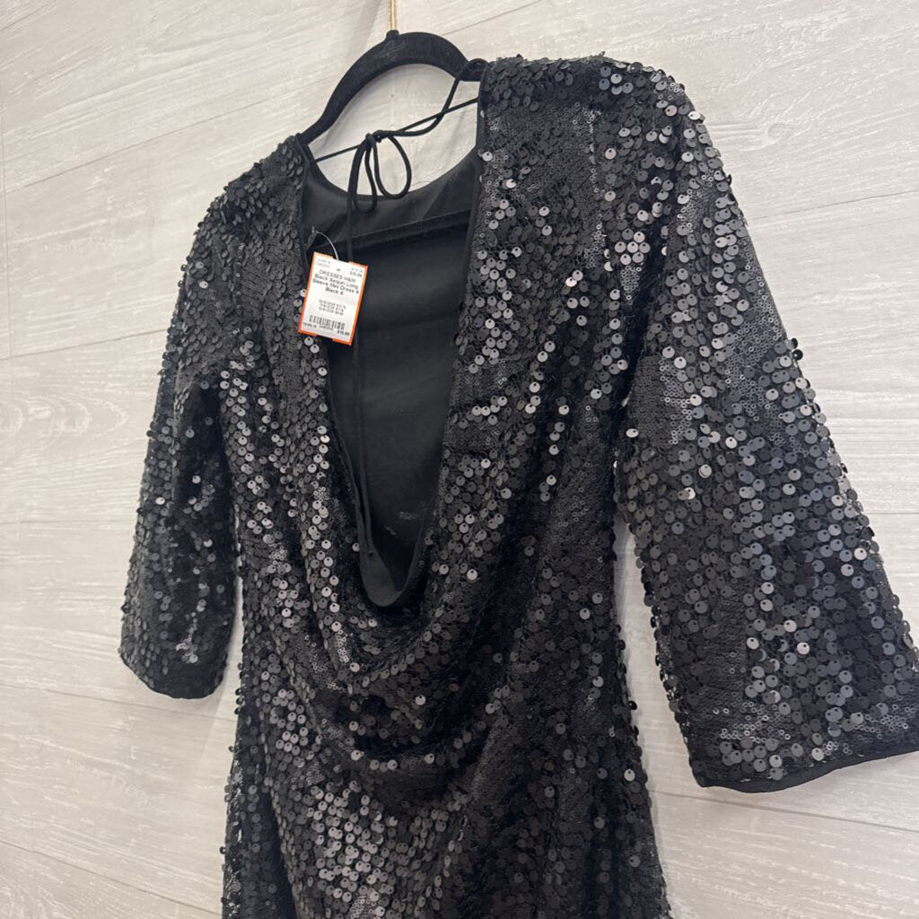 Black Sequin Long Sleeve Mini Dress 4