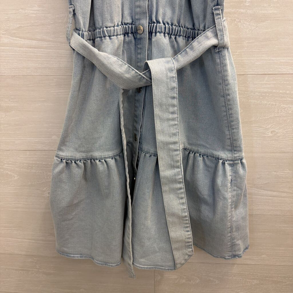 Boston Proper Light Wash Denim Sleeveless Snap Front Dress Extra Small