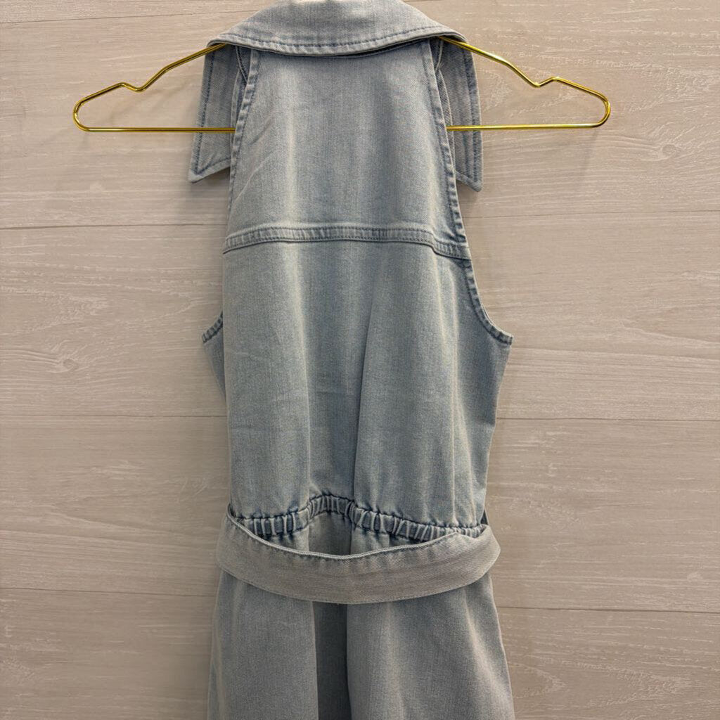 Boston Proper Light Wash Denim Sleeveless Snap Front Dress Extra Small