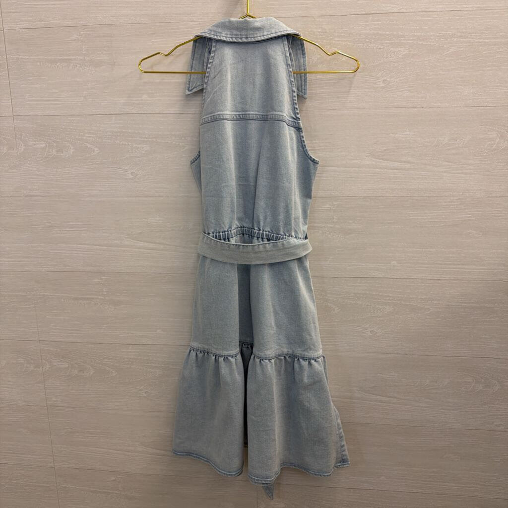Boston Proper Light Wash Denim Sleeveless Snap Front Dress Extra Small