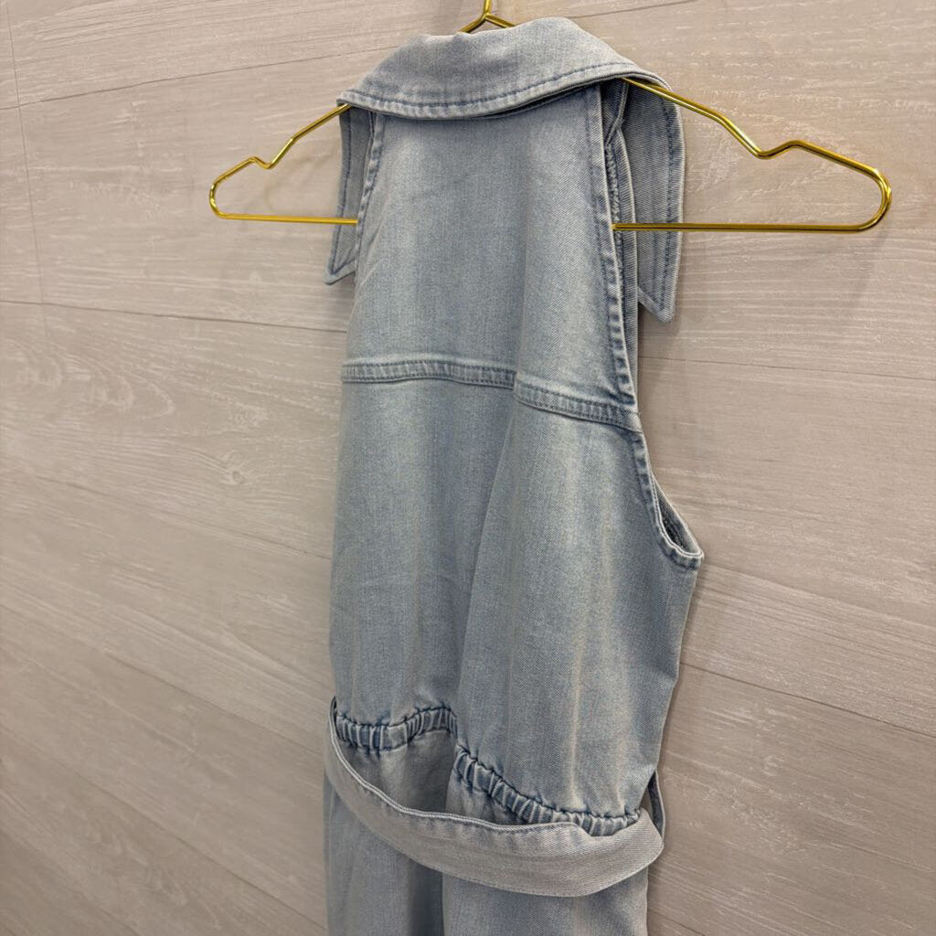 Boston Proper Light Wash Denim Sleeveless Snap Front Dress Extra Small