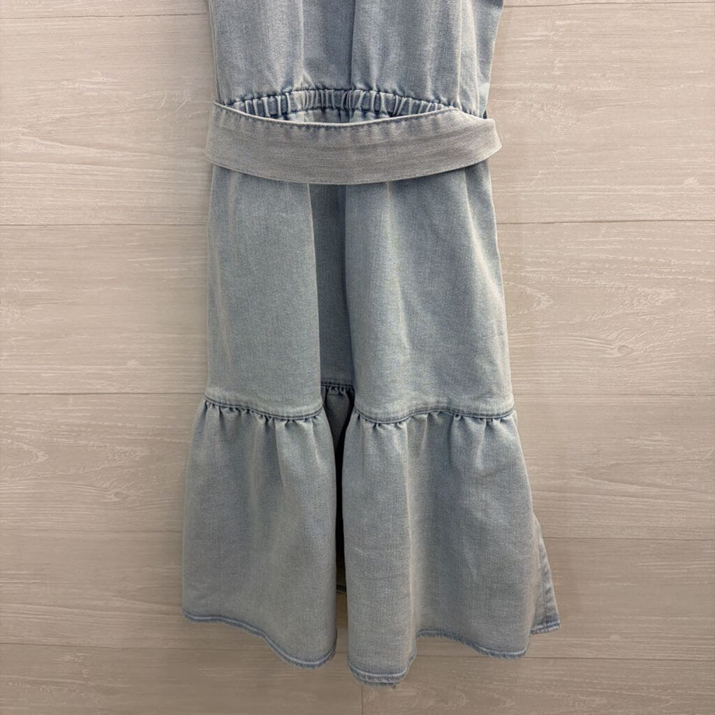 Boston Proper Light Wash Denim Sleeveless Snap Front Dress Extra Small