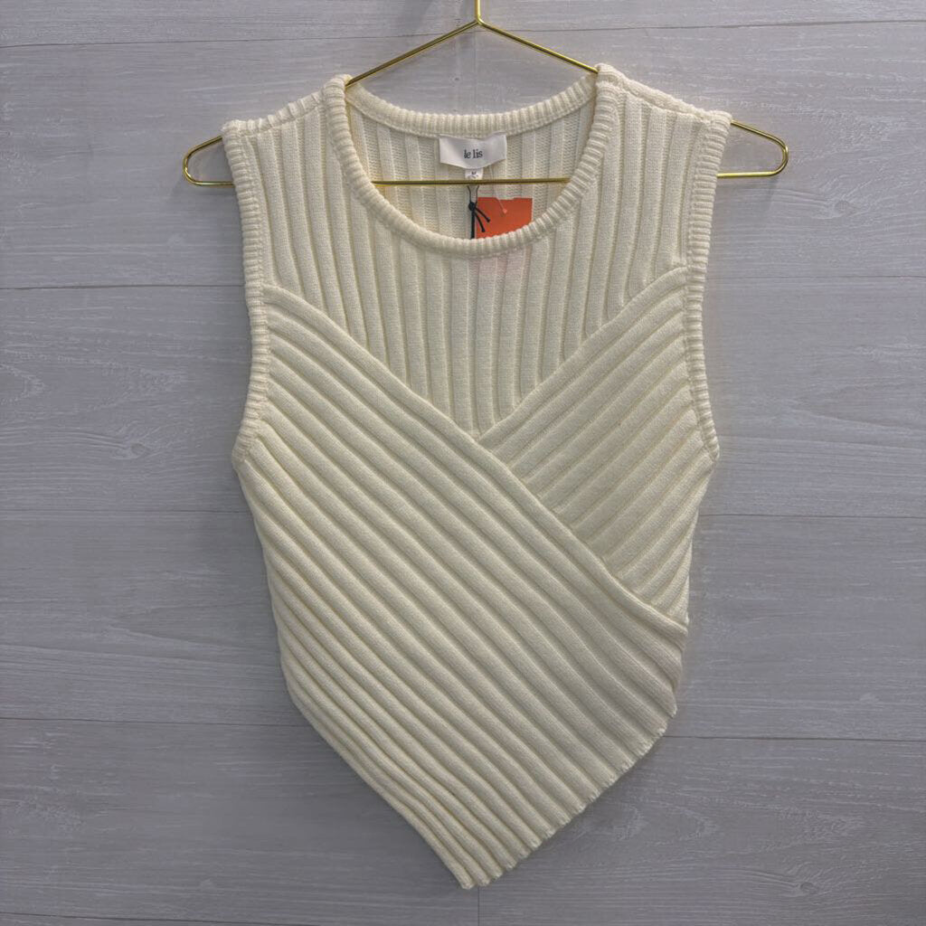 Le Lis Cream Knit Sleeveless Top Medium