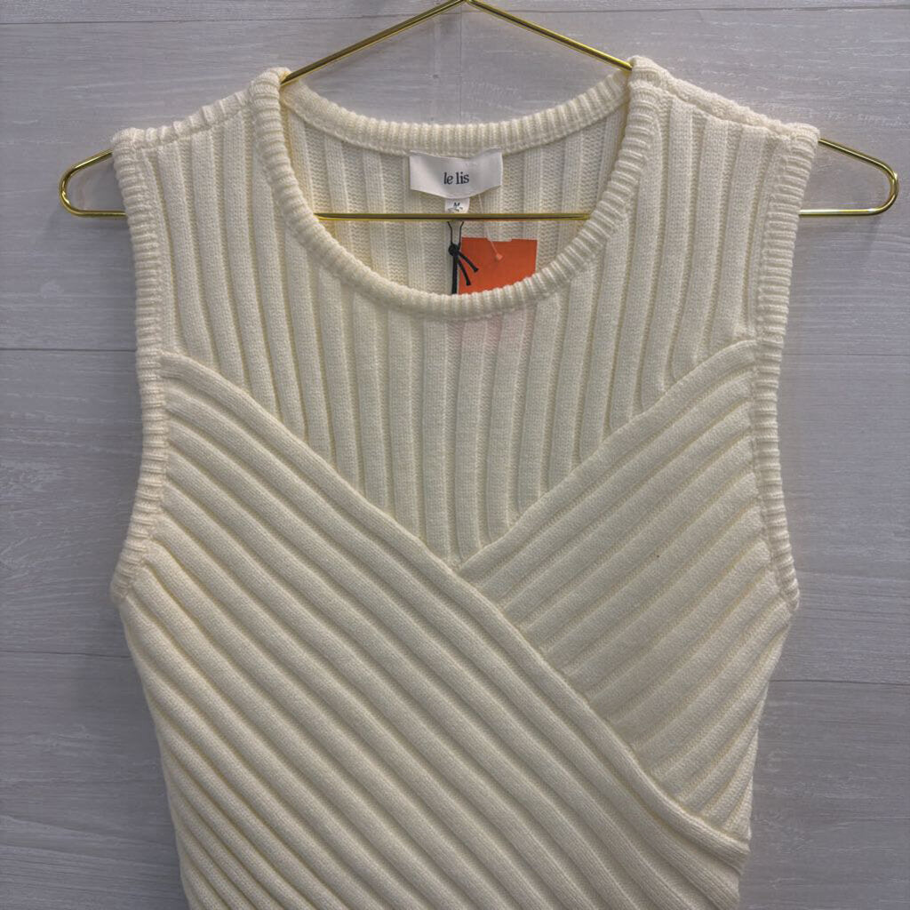Le Lis Cream Knit Sleeveless Top Medium