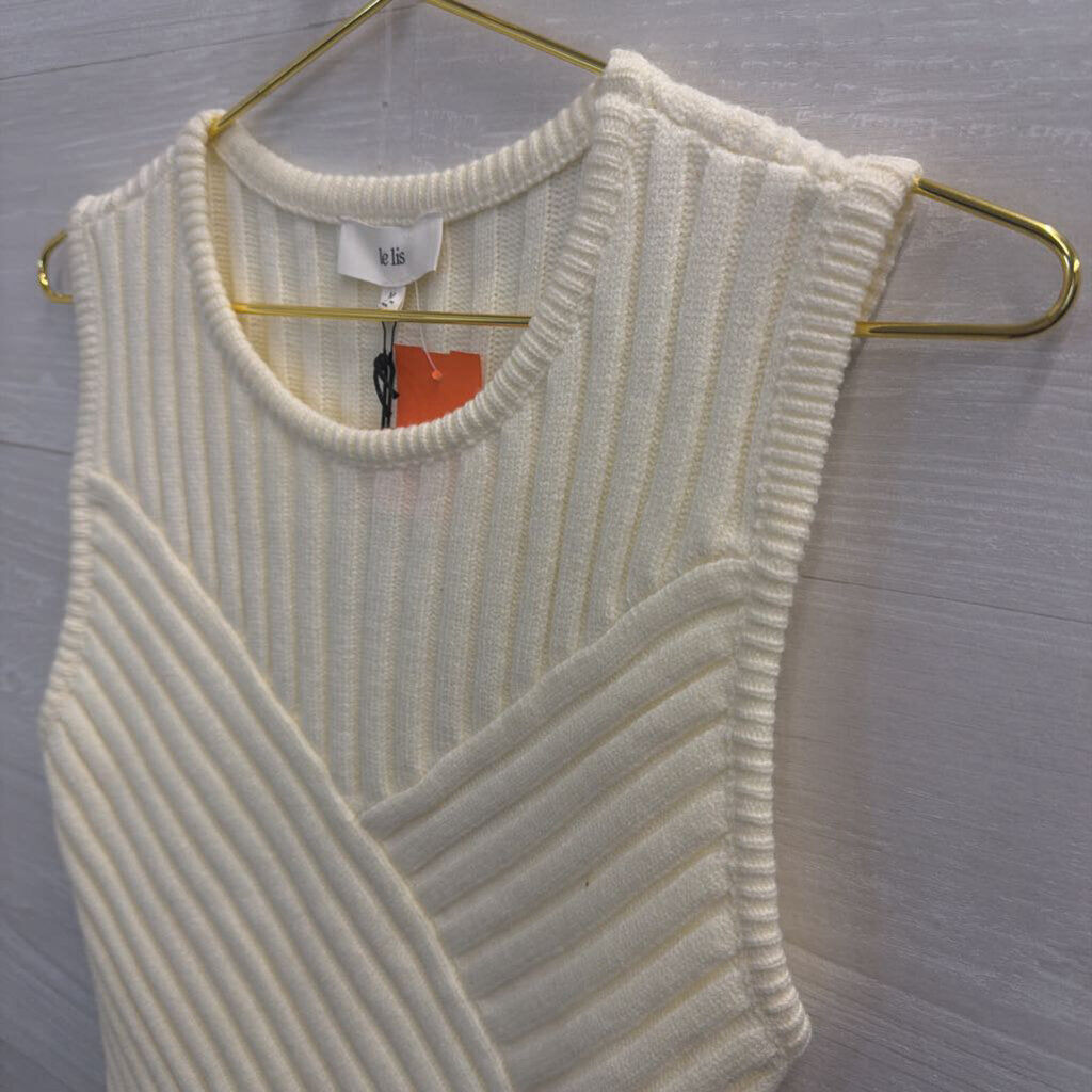 Le Lis Cream Knit Sleeveless Top Medium