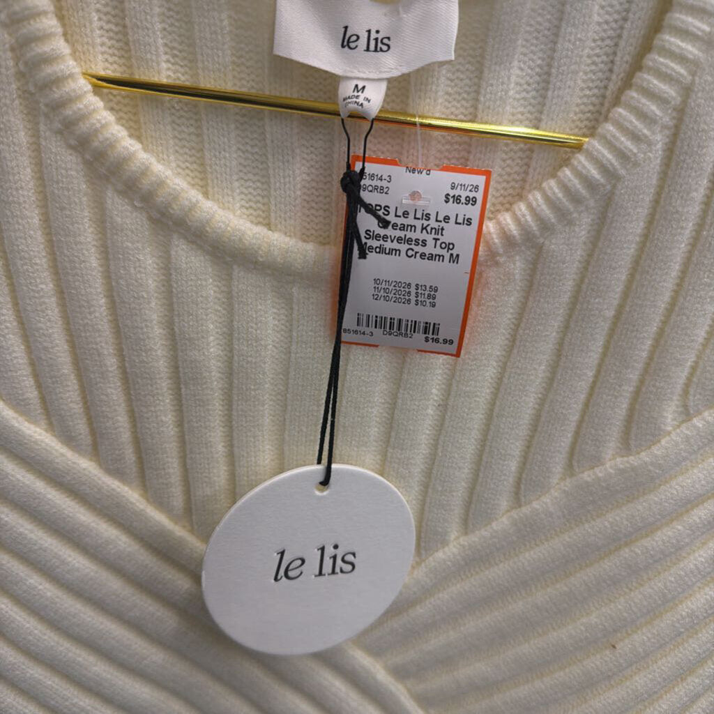 Le Lis Cream Knit Sleeveless Top Medium