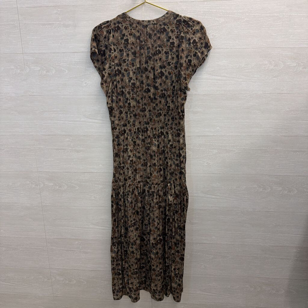 Grade and Gather Brown/ Grey Print Short Sleeve Maxi Dress Small