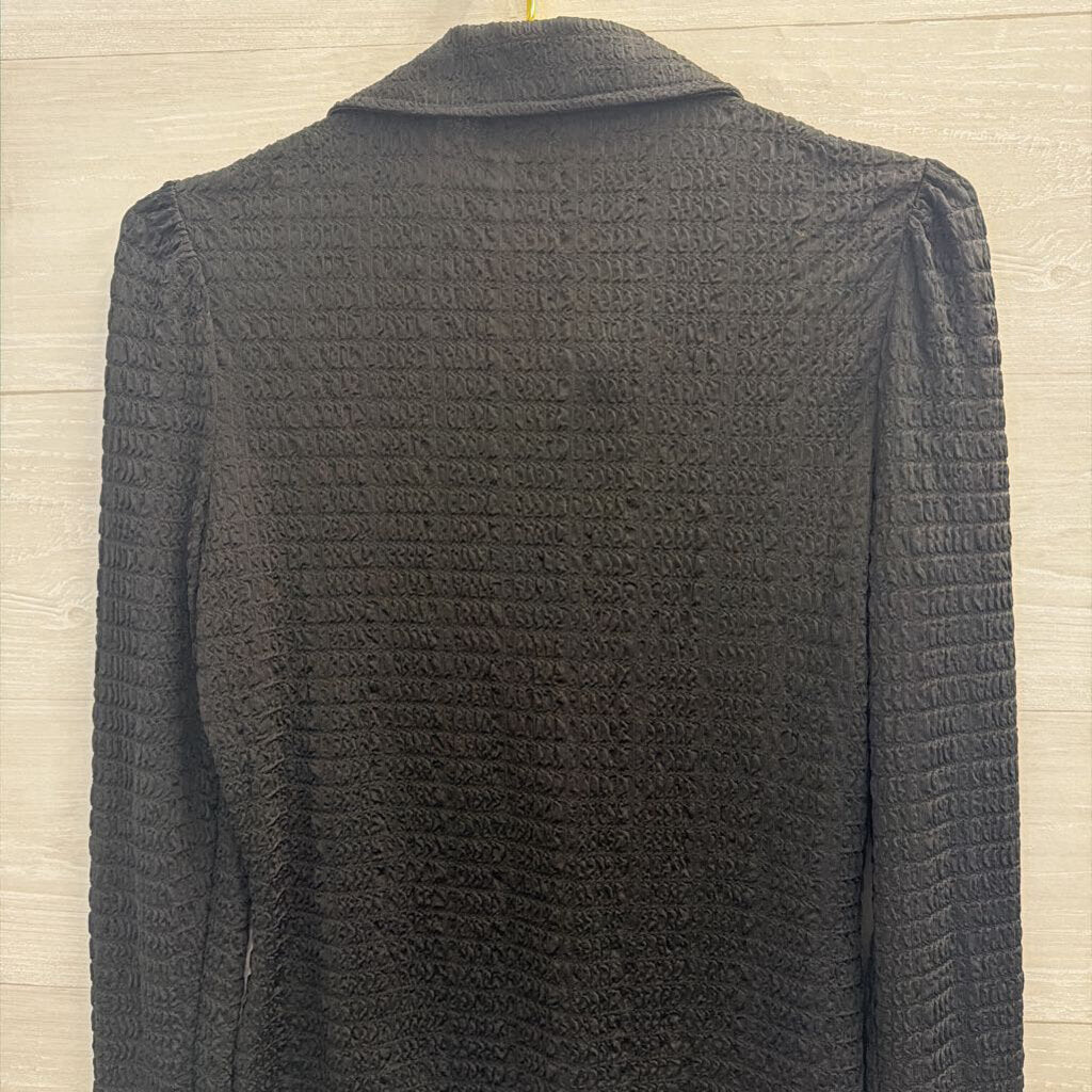 Philosophy Black Textured Long Sleeve Button Down Top Small