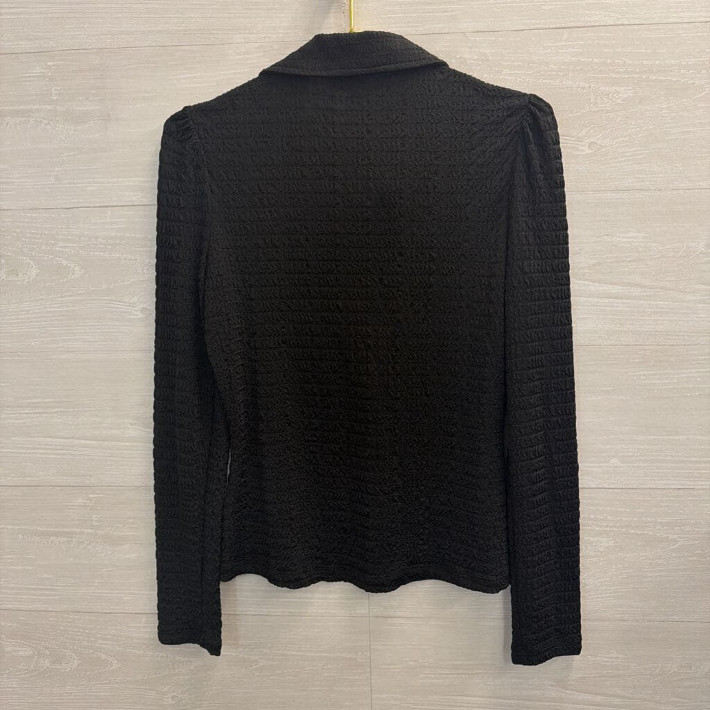 Philosophy Black Textured Long Sleeve Button Down Top Small