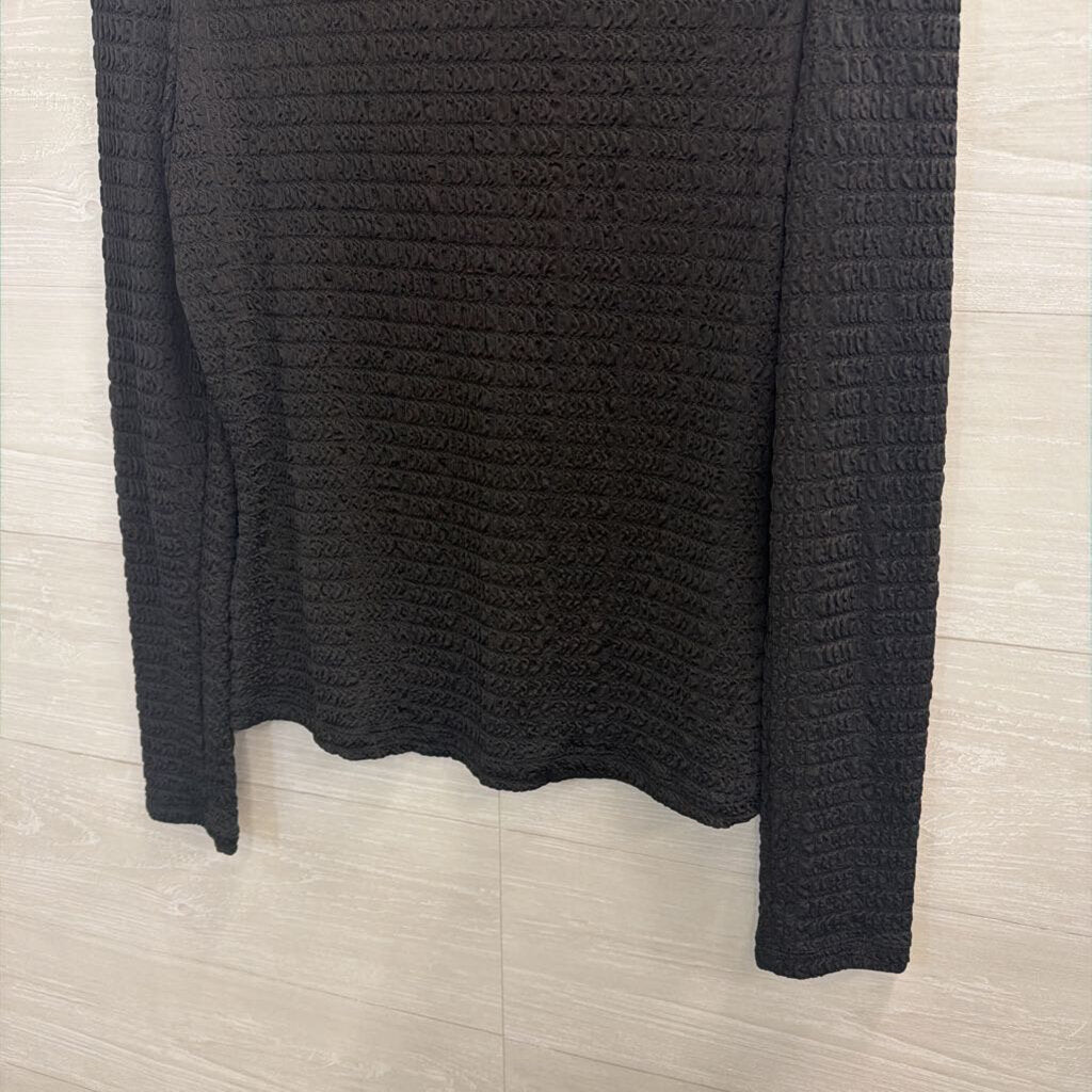 Philosophy Black Textured Long Sleeve Button Down Top Small