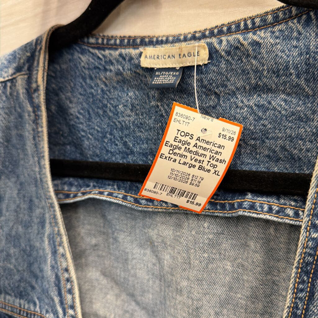 American Eagle Medium Wash Denim Vest Top Extra Large