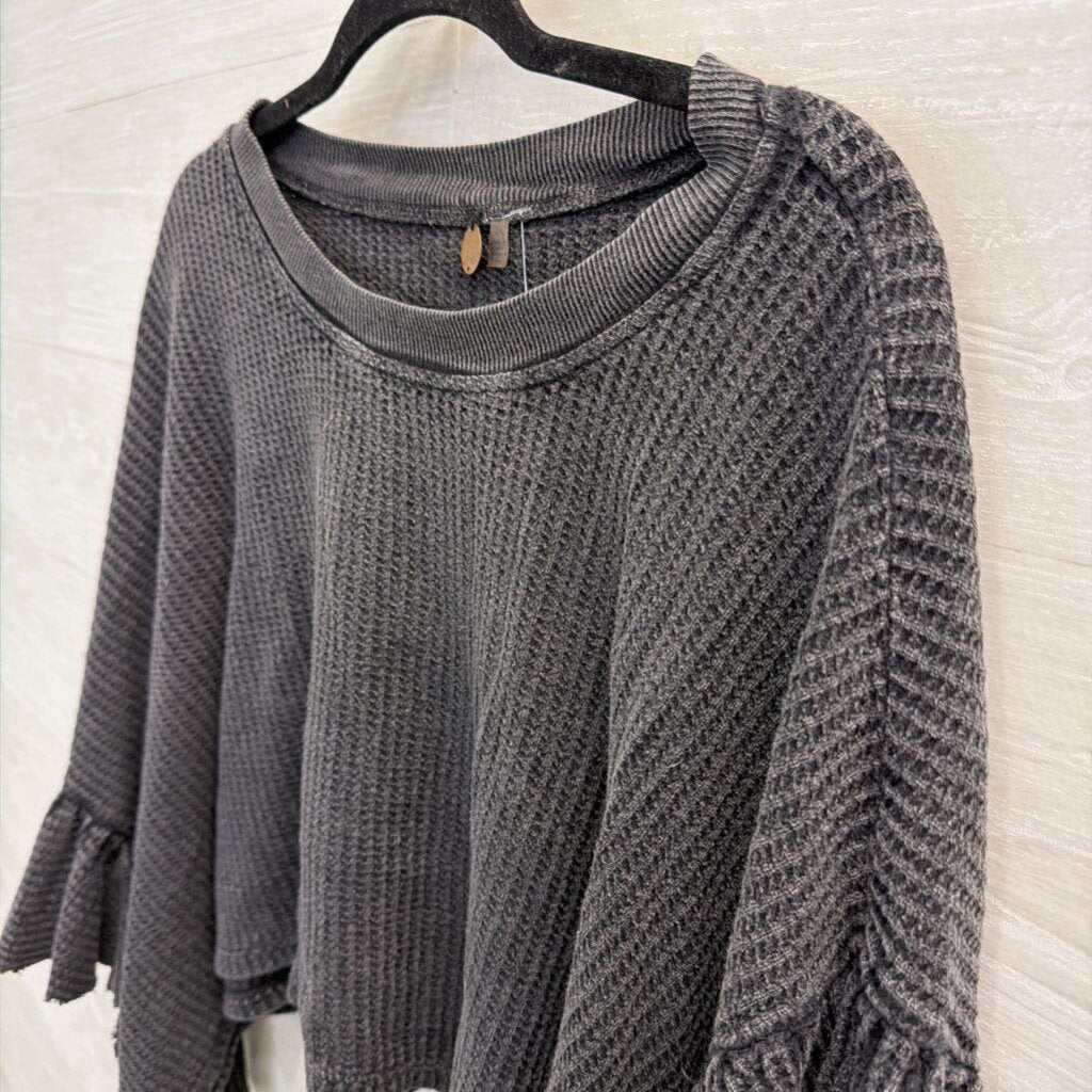FP One Grey Textured Cropped Short Sleeve Top Extra Large