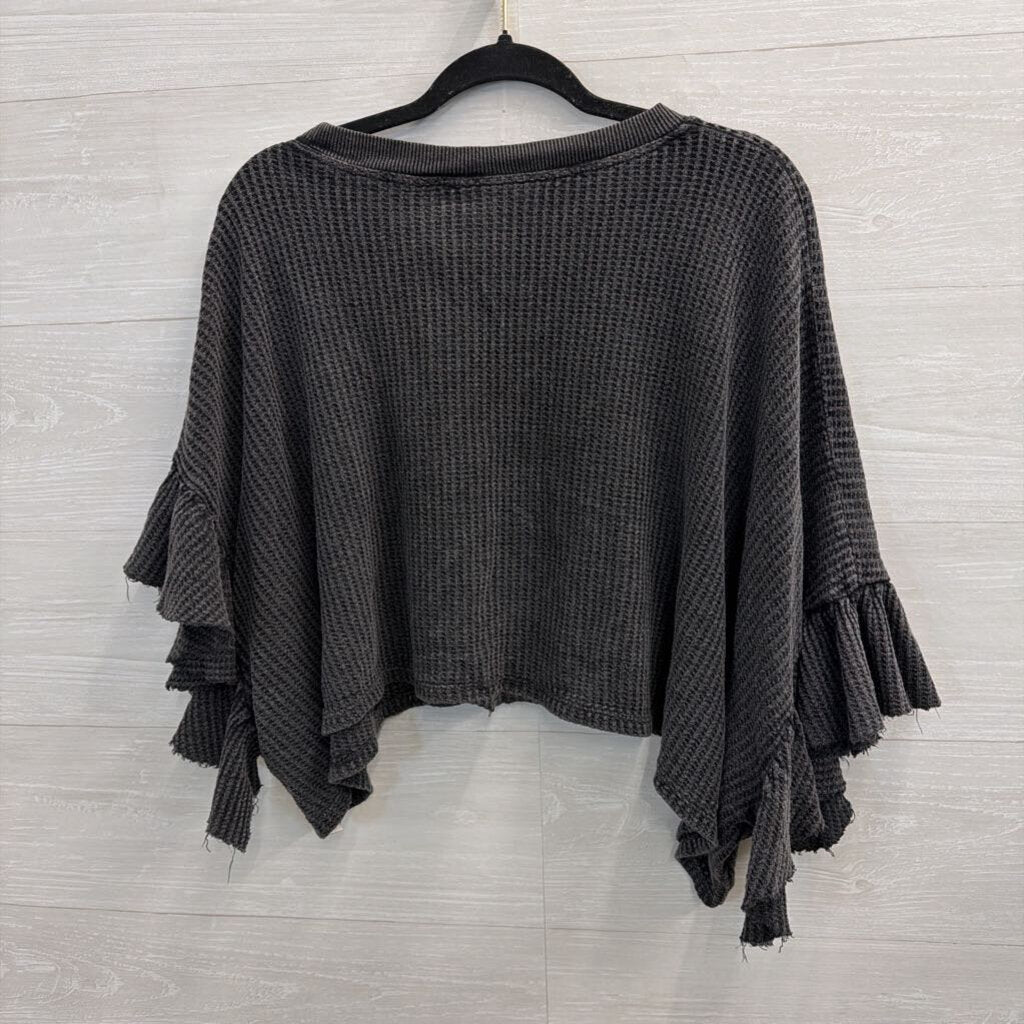 FP One Grey Textured Cropped Short Sleeve Top Extra Large