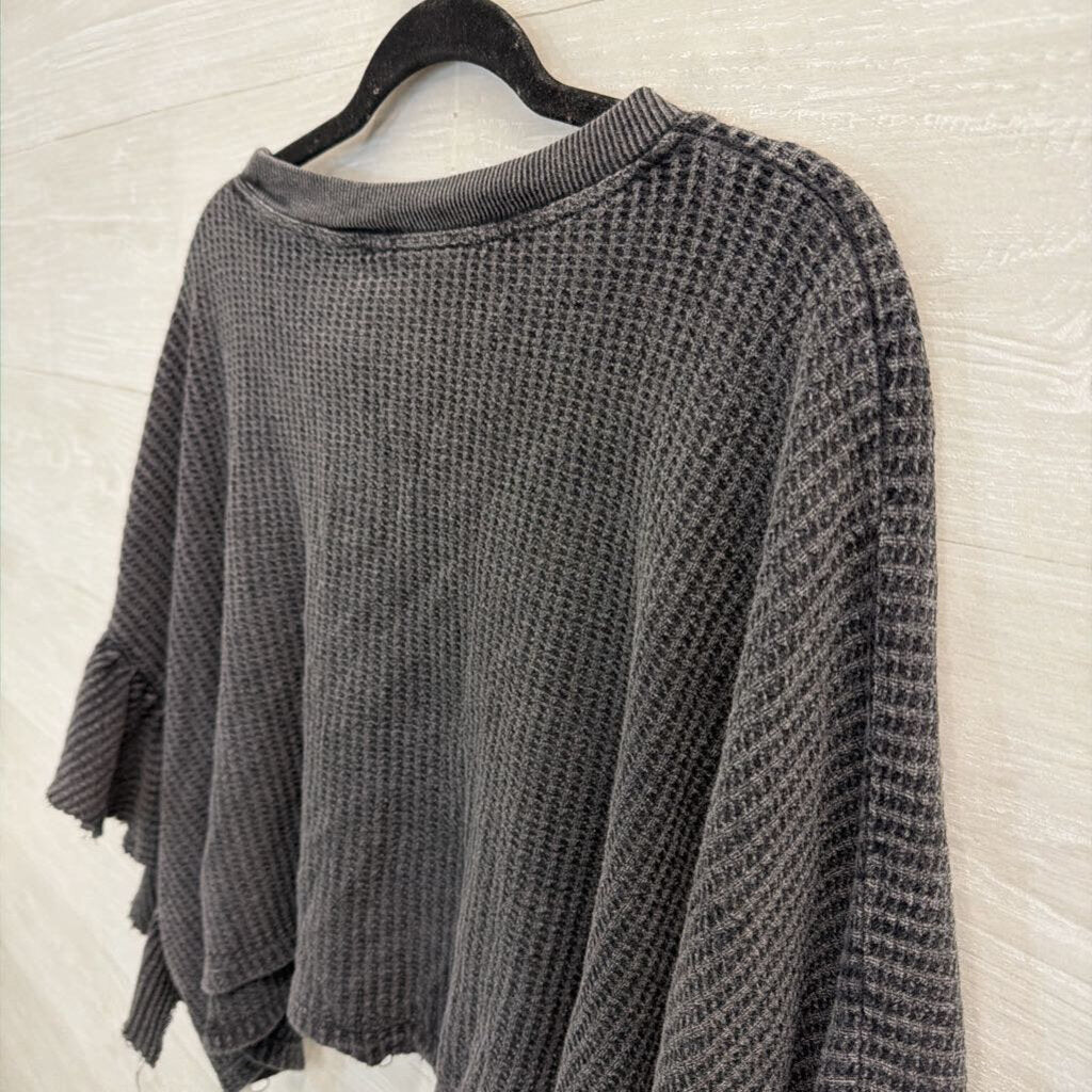 FP One Grey Textured Cropped Short Sleeve Top Extra Large