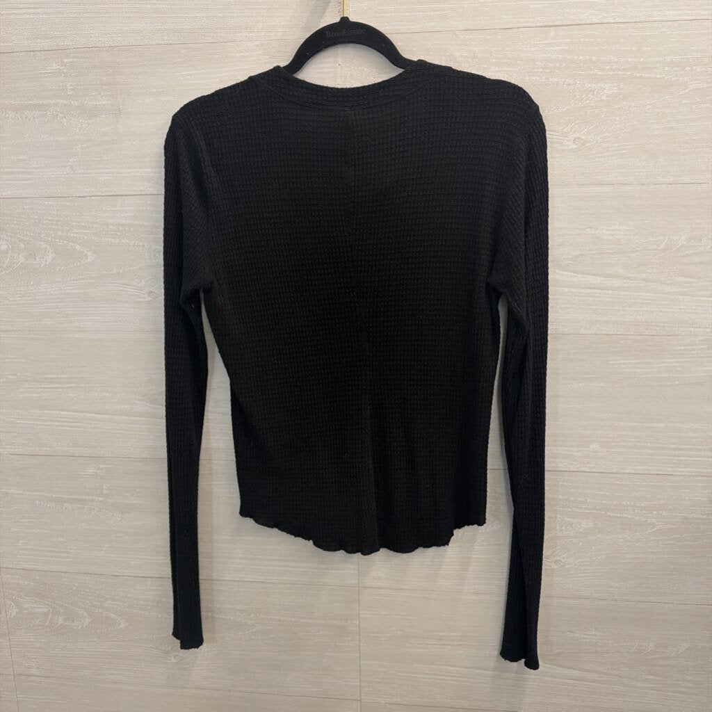Intimately Free People Black Long Sleeve Henley Top Large