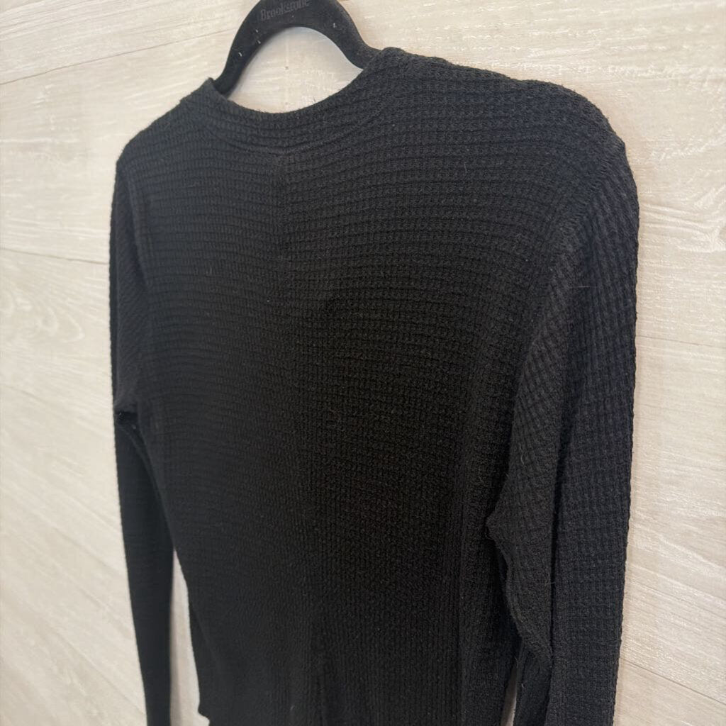 Intimately Free People Black Long Sleeve Henley Top Large