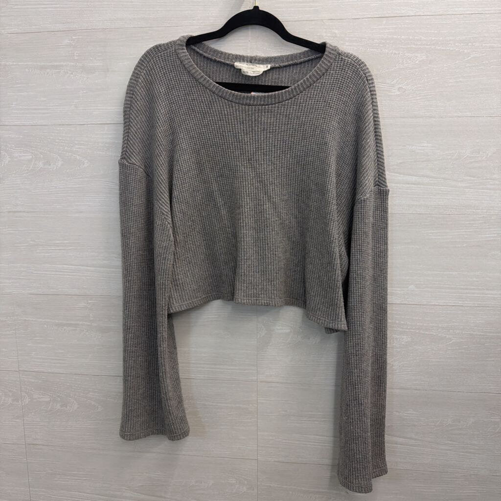 Urban Renewal Grey Textured Cropped Long Sleeve Top Extra Large