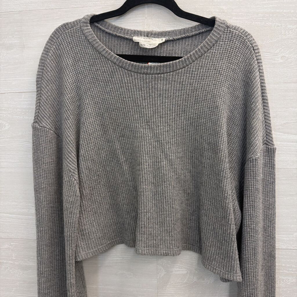 Urban Renewal Grey Textured Cropped Long Sleeve Top Extra Large