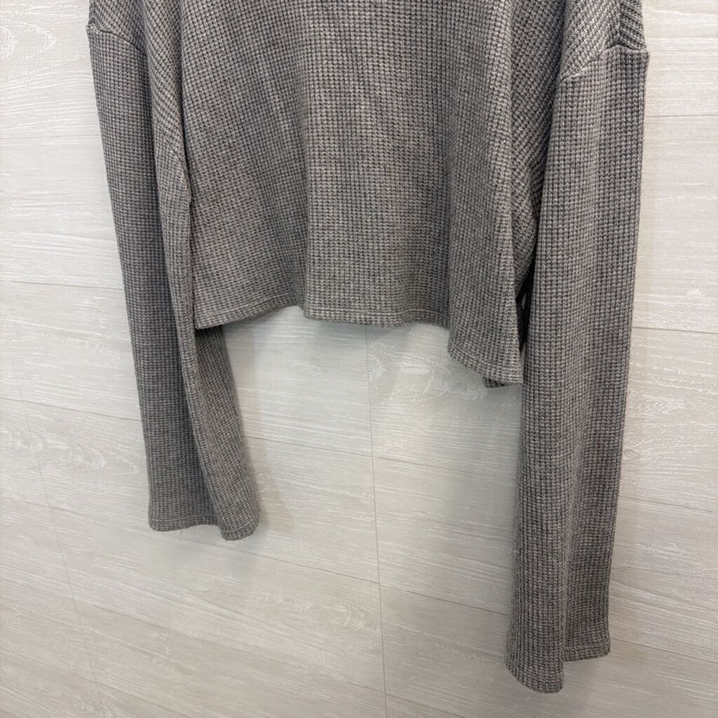 Urban Renewal Grey Textured Cropped Long Sleeve Top Extra Large