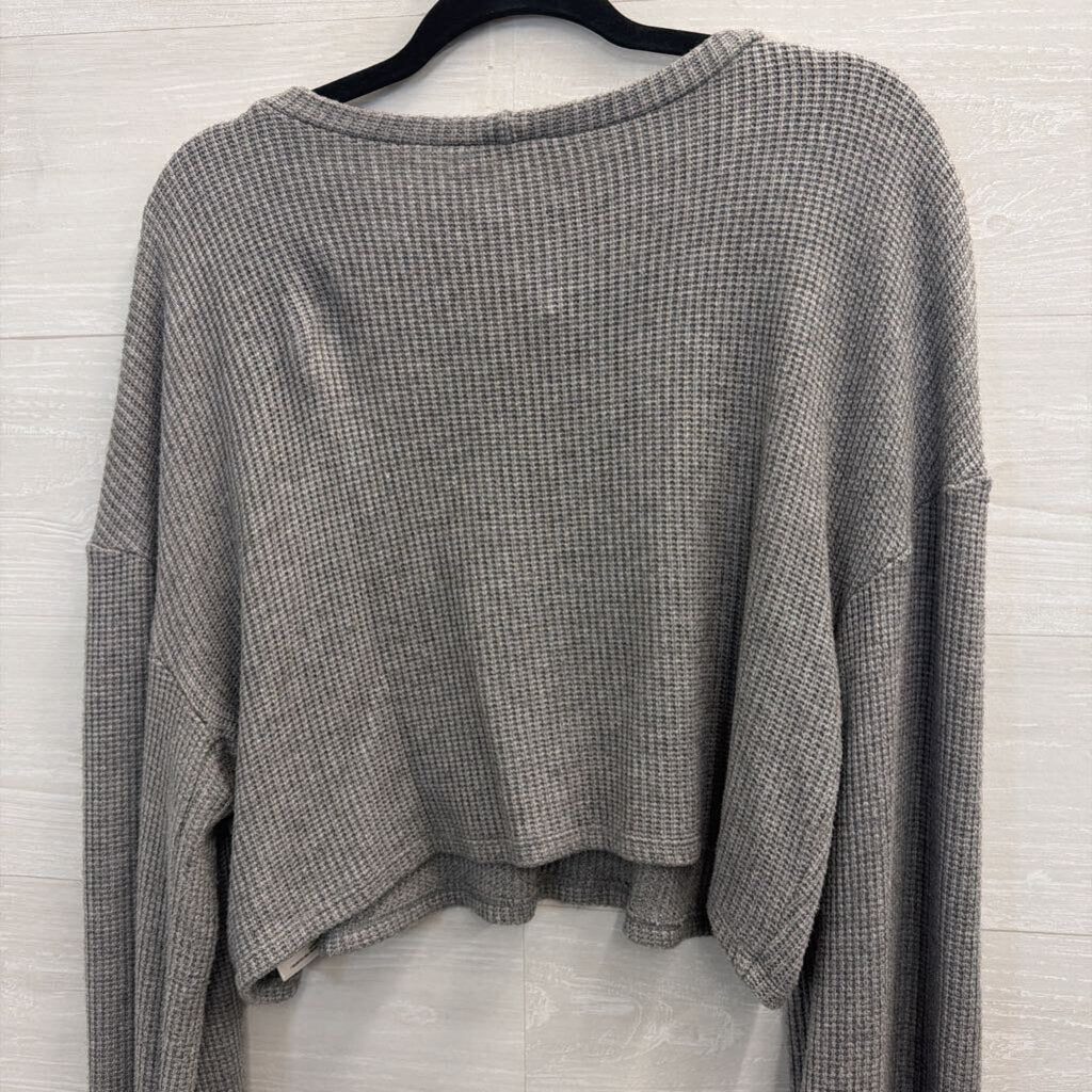 Urban Renewal Grey Textured Cropped Long Sleeve Top Extra Large