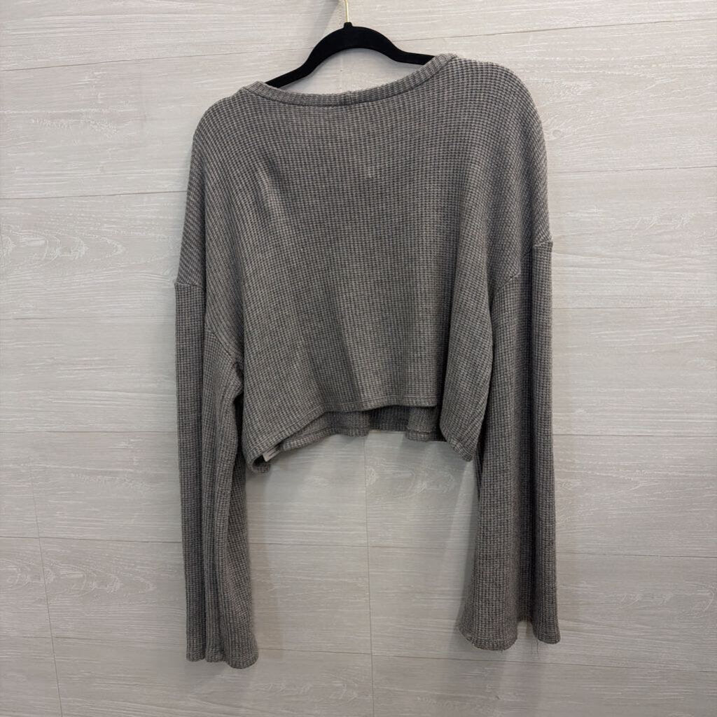 Urban Renewal Grey Textured Cropped Long Sleeve Top Extra Large