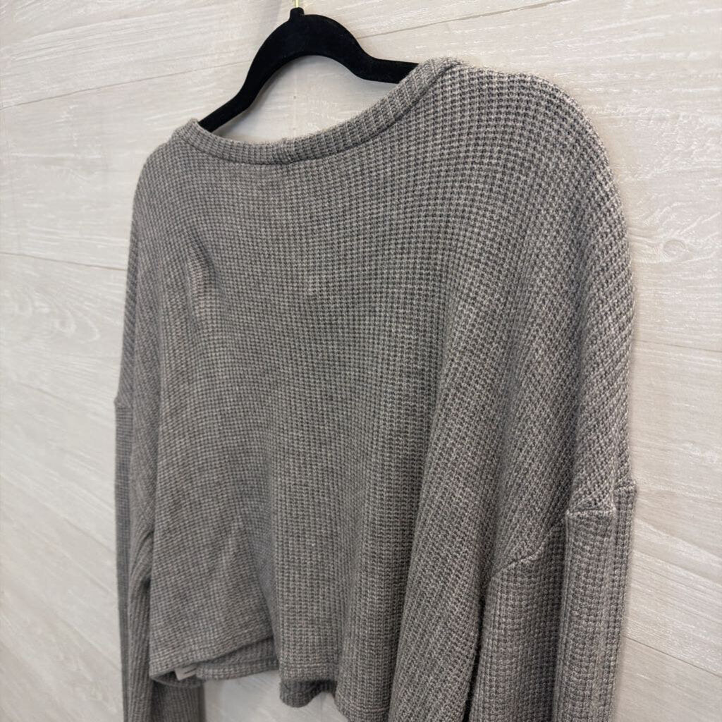 Urban Renewal Grey Textured Cropped Long Sleeve Top Extra Large