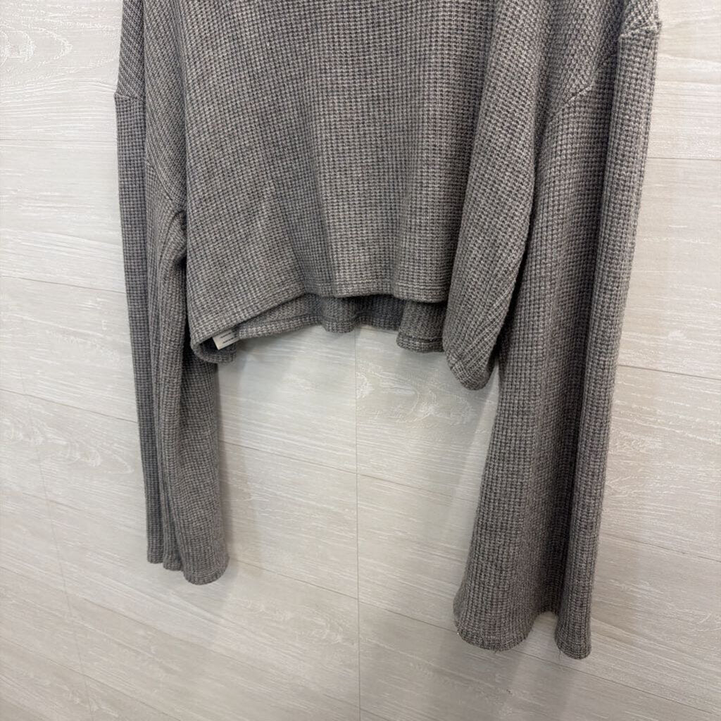 Urban Renewal Grey Textured Cropped Long Sleeve Top Extra Large