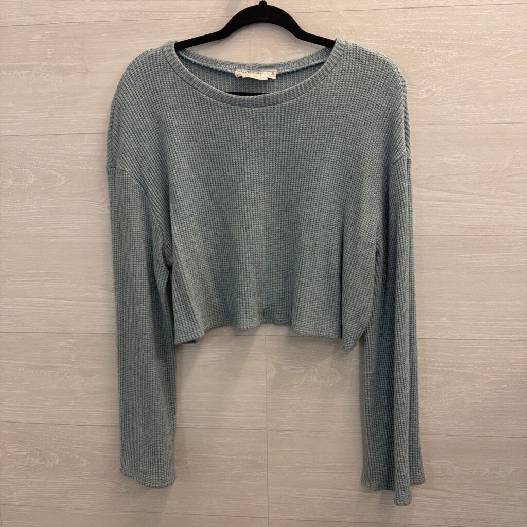 Urban Renewal Blue Textured Cropped Long Sleeve Top Large