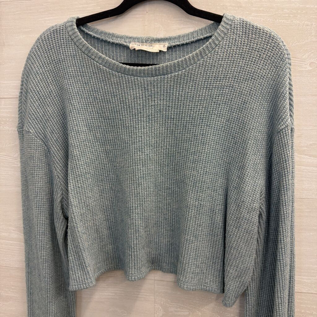 Urban Renewal Blue Textured Cropped Long Sleeve Top Large