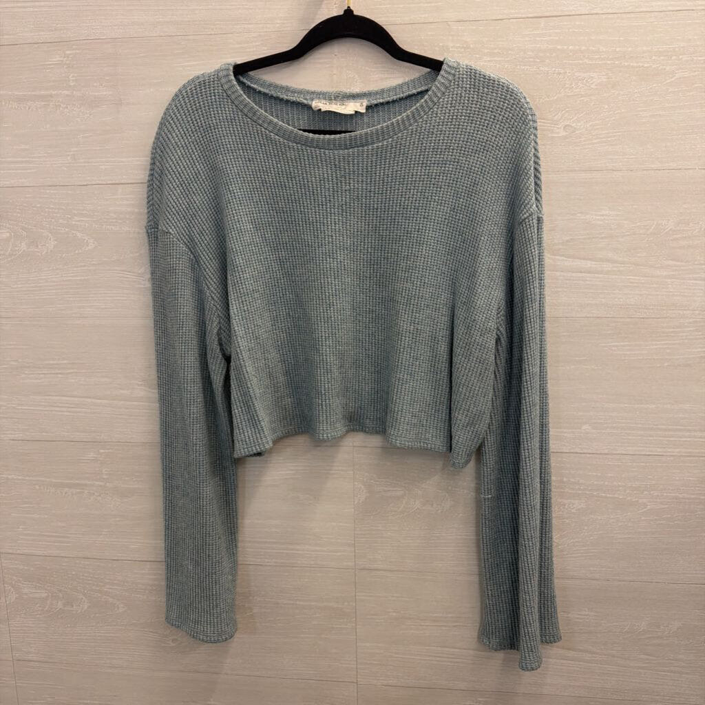 Urban Renewal Blue Textured Cropped Long Sleeve Top Large