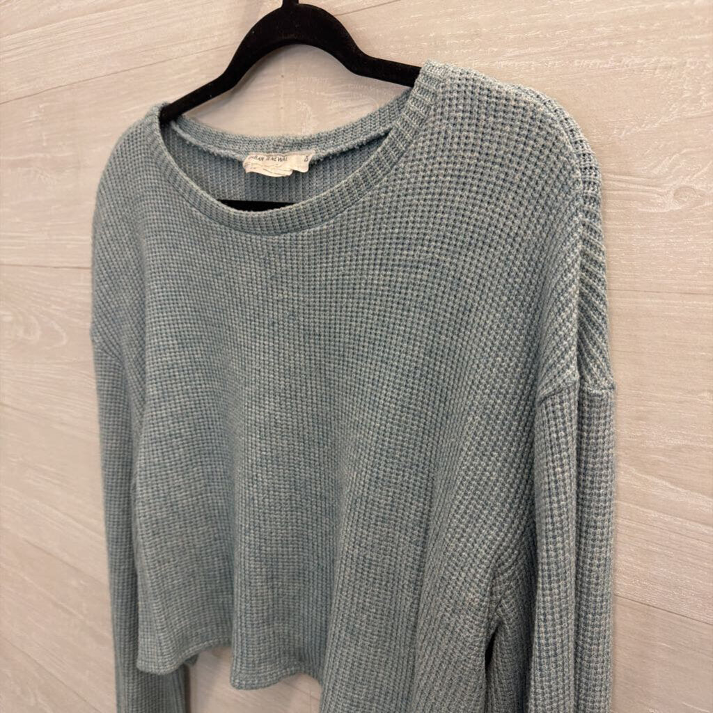 Urban Renewal Blue Textured Cropped Long Sleeve Top Large