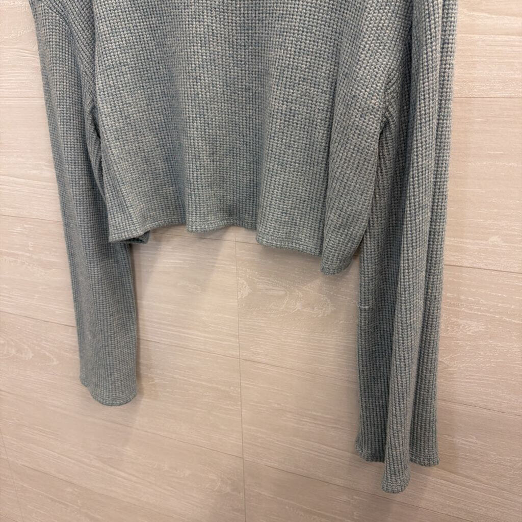 Urban Renewal Blue Textured Cropped Long Sleeve Top Large