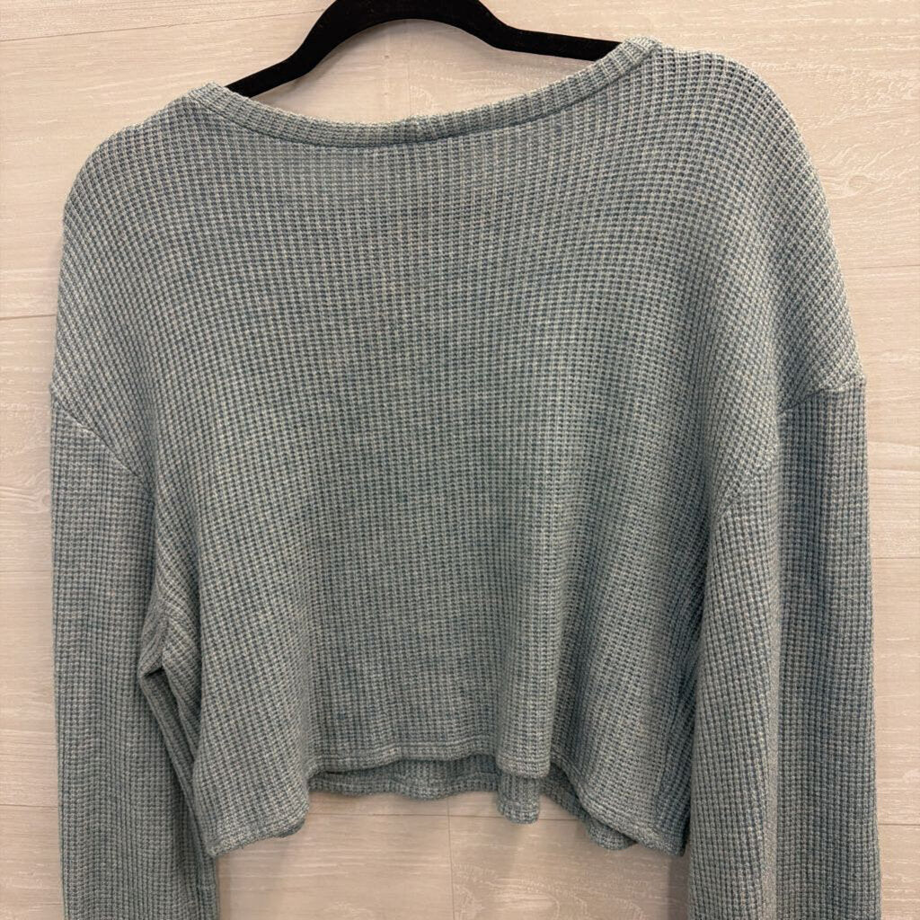 Urban Renewal Blue Textured Cropped Long Sleeve Top Large