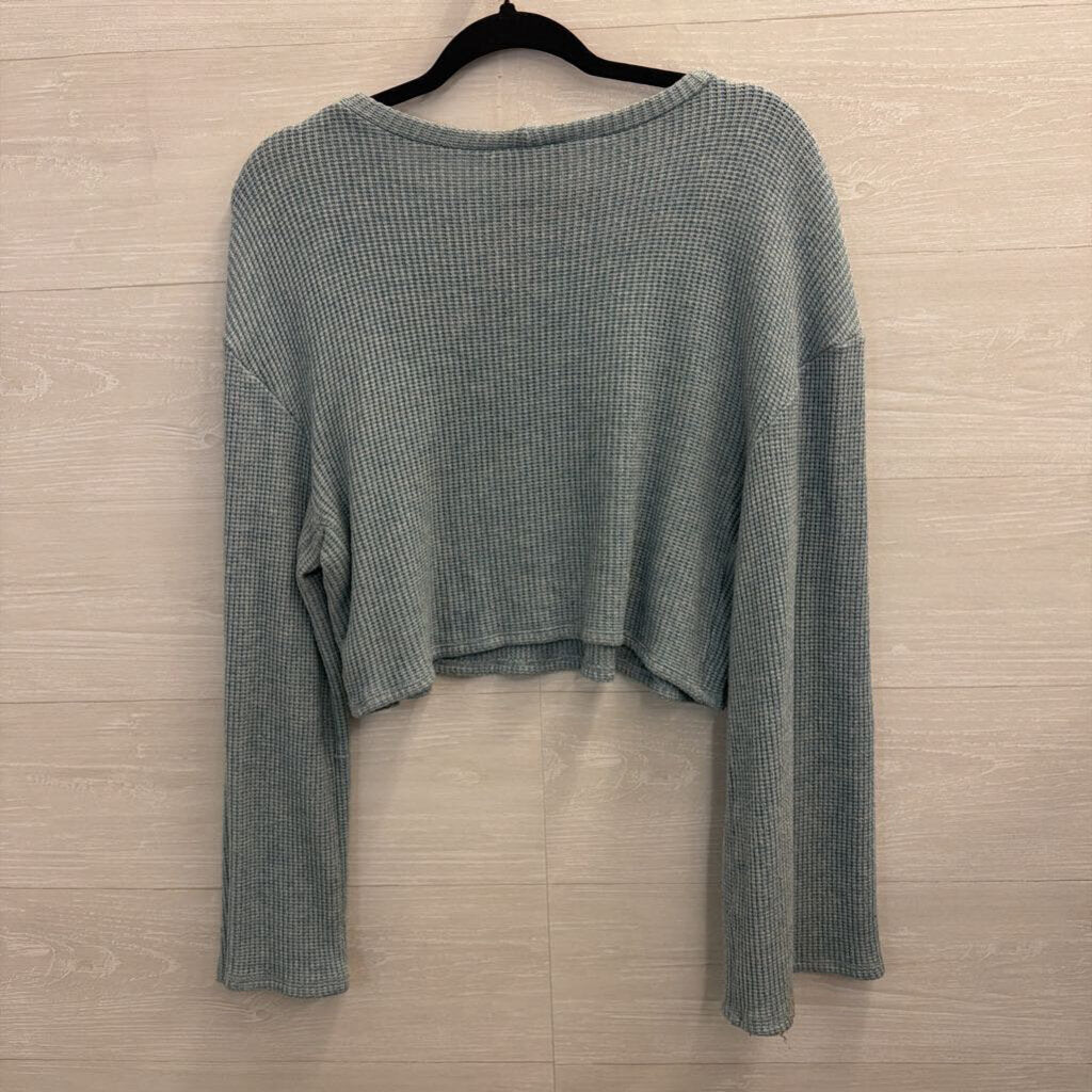 Urban Renewal Blue Textured Cropped Long Sleeve Top Large