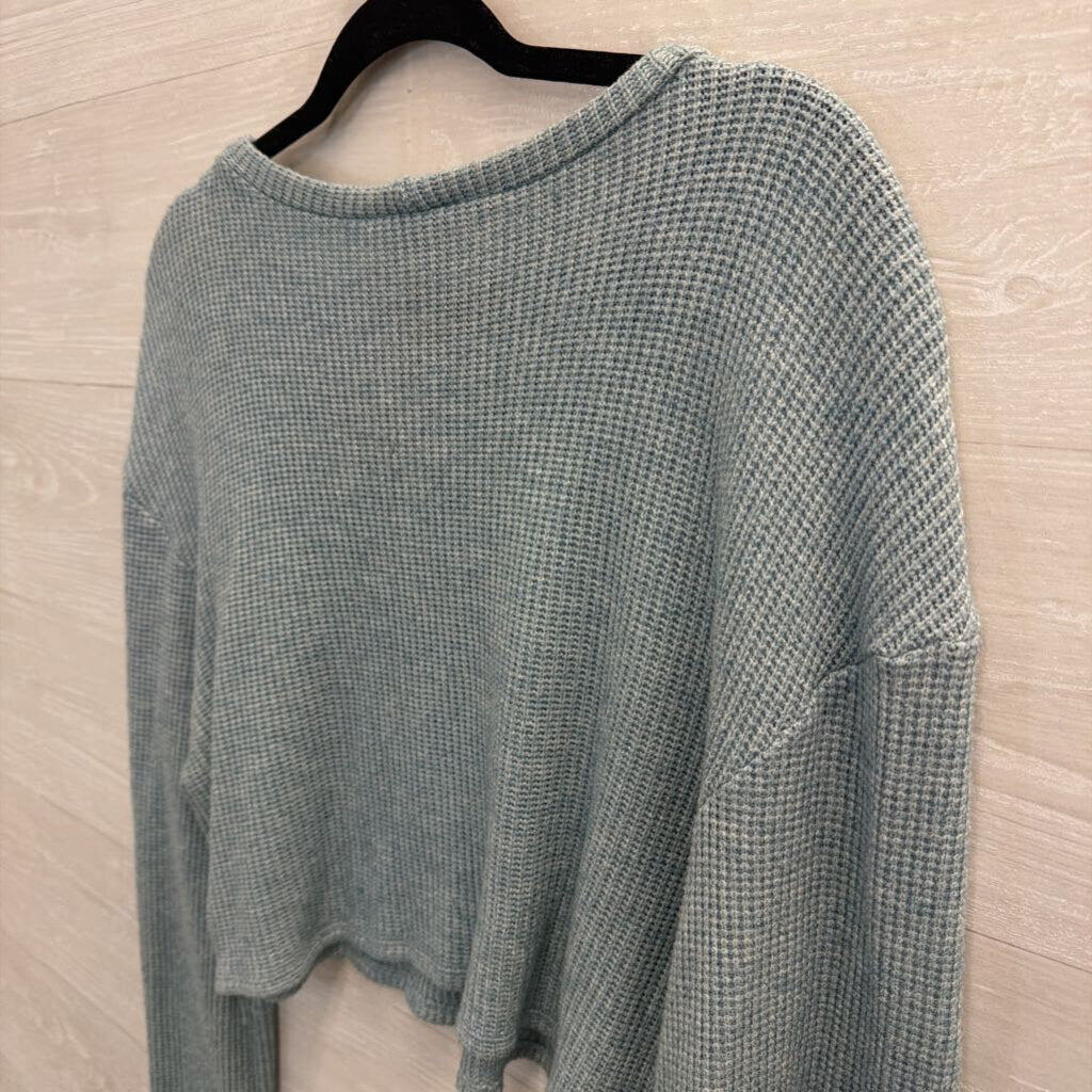 Urban Renewal Blue Textured Cropped Long Sleeve Top Large