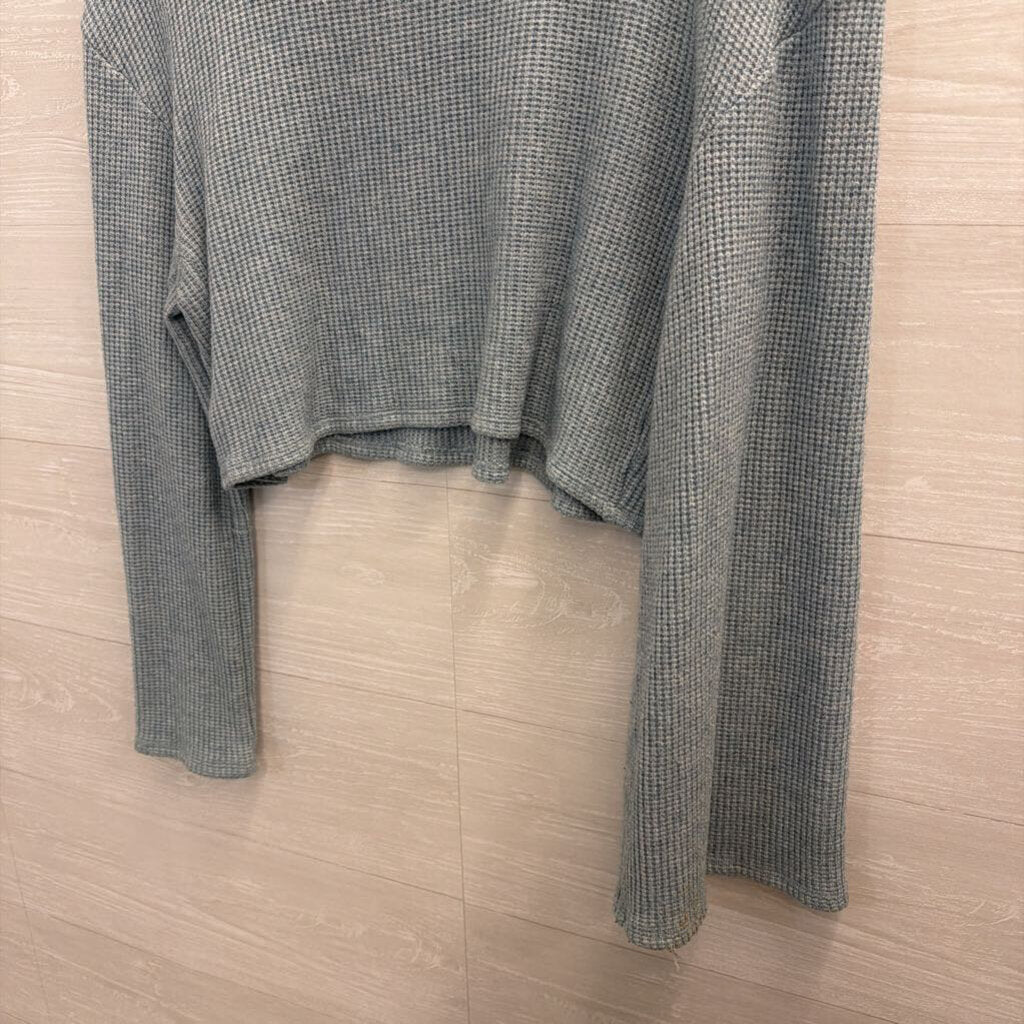 Urban Renewal Blue Textured Cropped Long Sleeve Top Large